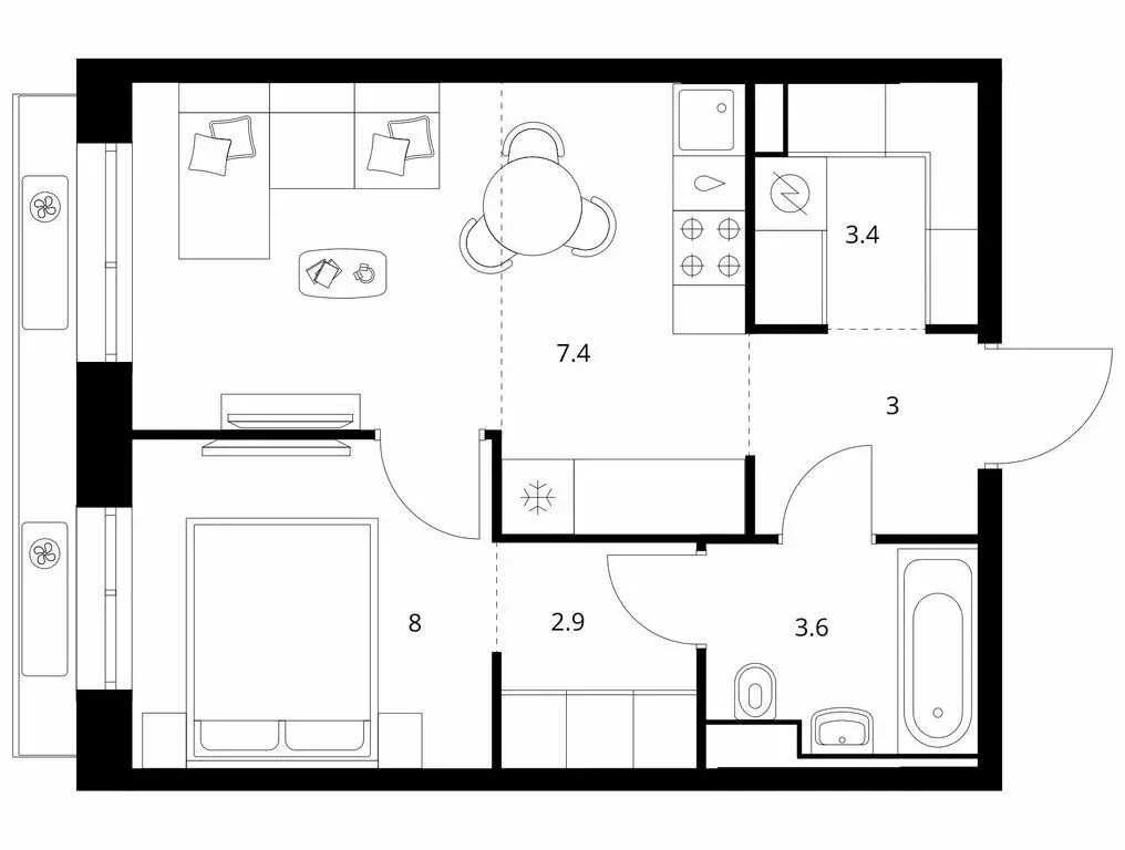 1-комнатная квартира: Владивосток, ЖК Снежный Парк (37 м) - Фото 1