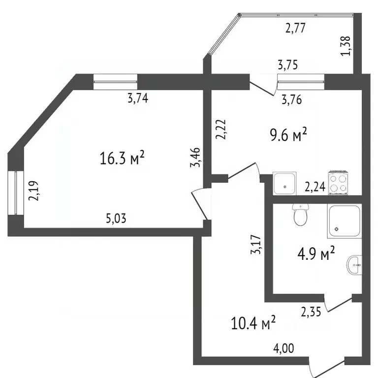 1-к кв. Брянская область, Брянск Бежицкая ул., 1к6 (42.0 м) - Фото 2