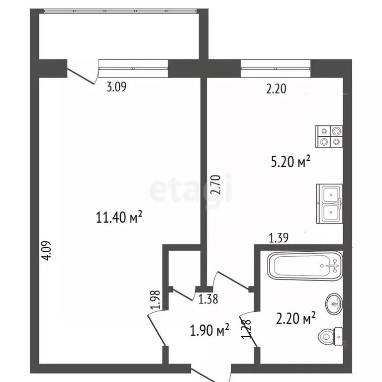 2-к кв. Чувашия, Чебоксары просп. Мира, 12 (46.0 м) - Фото 2