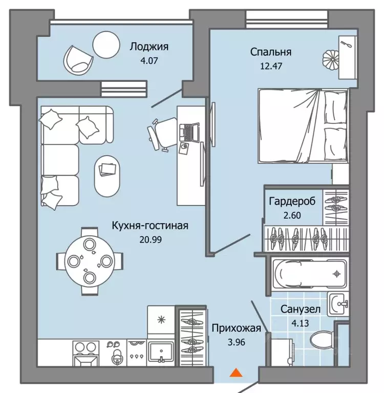 1-к кв. Пермский край, Пермь ул. Дзержинского, 35А (46.0 м) - Фото 2