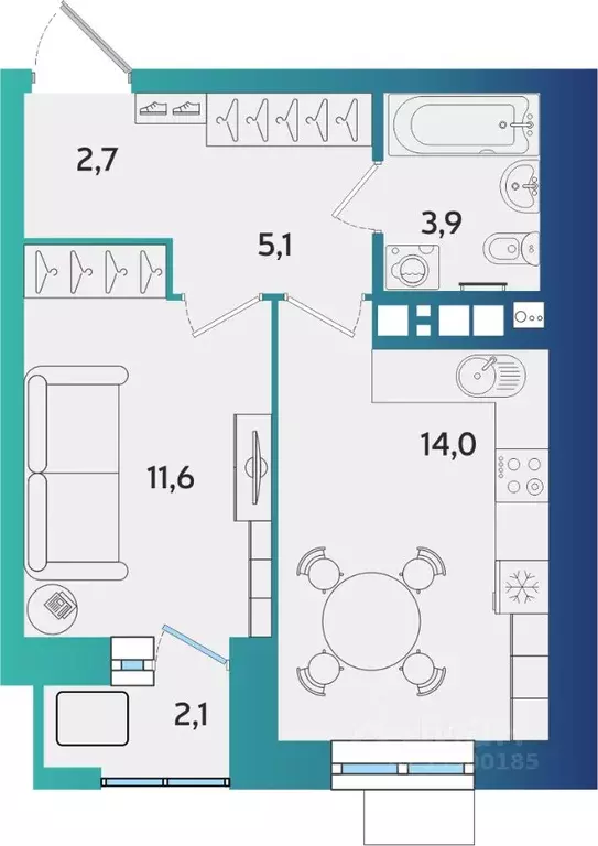 1-к кв. Удмуртия, Ижевск ул. Архитектора П.П. Берша, 44 (38.3 м) - Фото 0
