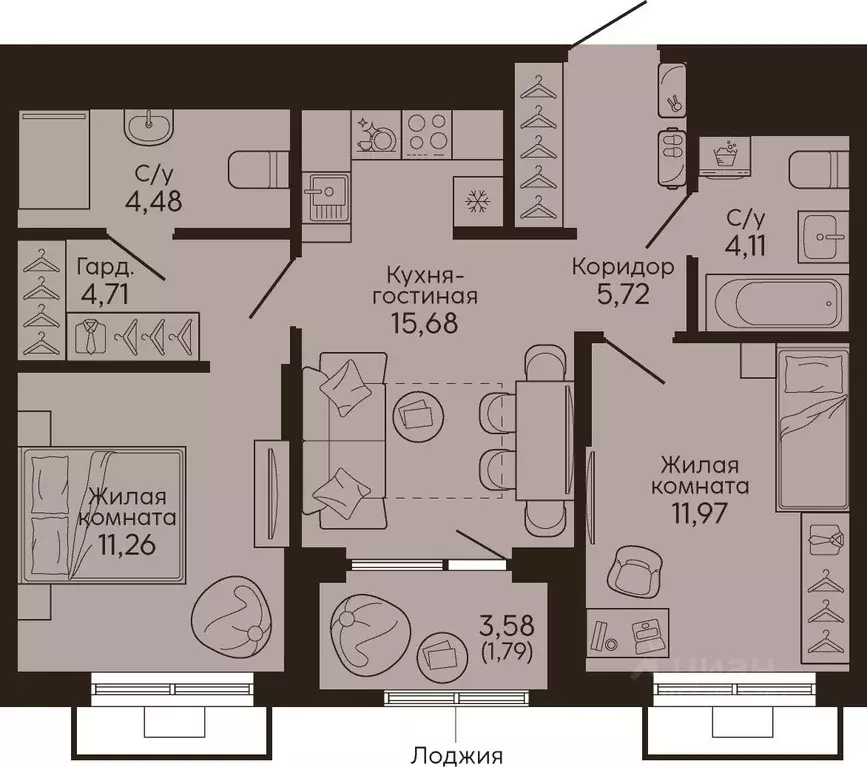 2-к кв. Свердловская область, Екатеринбург Вокзальный жилрайон,  ... - Фото 0