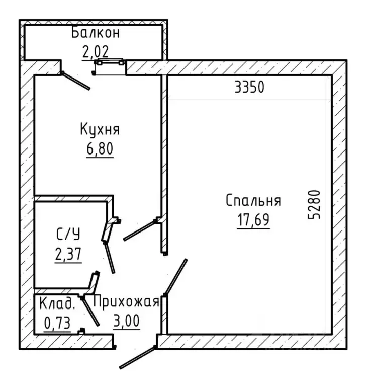 1-к кв. Кабардино-Балкария, Нальчик ул. А.А. Кадырова (31.5 м) - Фото 2