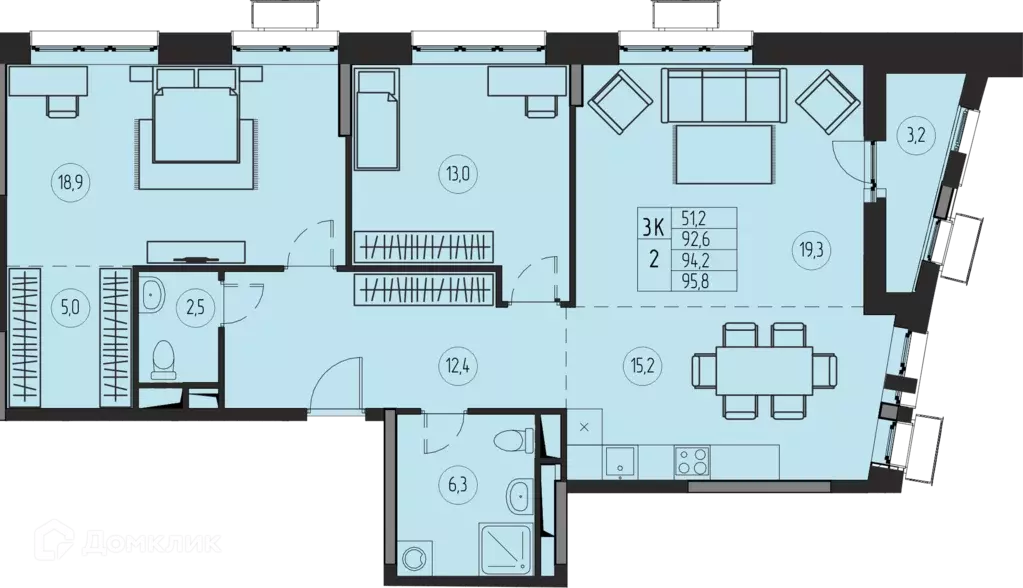 Продаётся 3-к квартира, 94.2 м - Фото 0