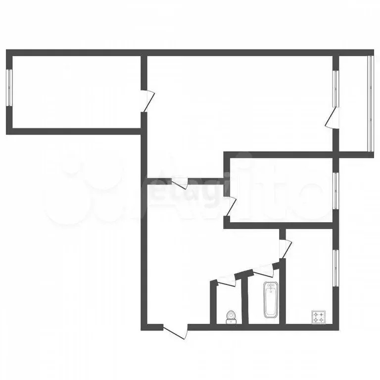 3-к. квартира, 56,1 м, 3/5 эт. - Фото 1