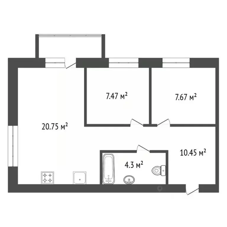 3-к кв. Красноярский край, Красноярск Линейная ул., 112 (52.0 м) - Фото 1
