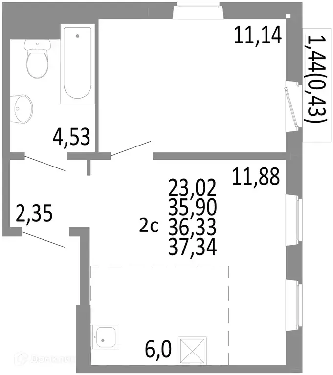 Продаётся 2-к квартира, 36.33 м - Фото 0