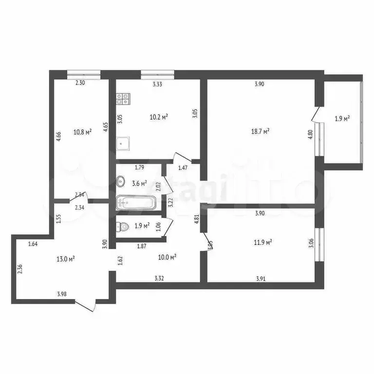 3-к. квартира, 80,1 м, 1/5 эт. - Фото 0