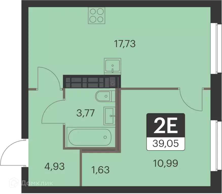 Продаётся 1-к квартира, 39.1 м - Фото 0