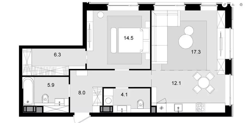 2-комнатная квартира: Москва, улица Генерала Глаголева, 14Ак1 (68.3 м) - Фото 1