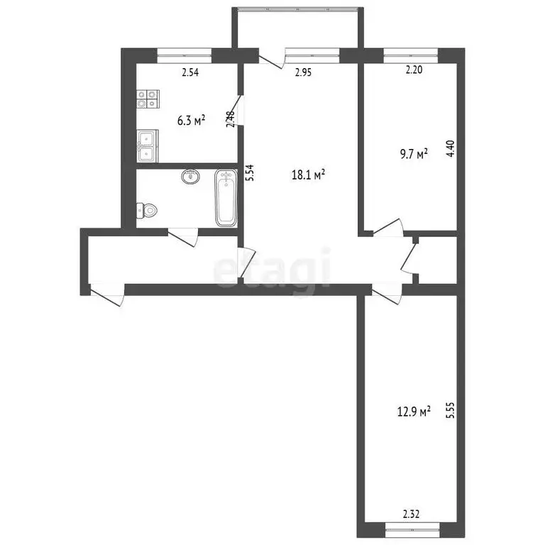 3-комнатная квартира: Калуга, улица Карла Либкнехта, 14 (60 м) - Фото 1