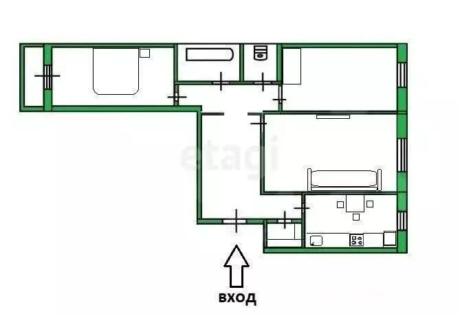 3-комнатная квартира: Тула, улица Братьев Жабровых, 9 (64 м) - Фото 1