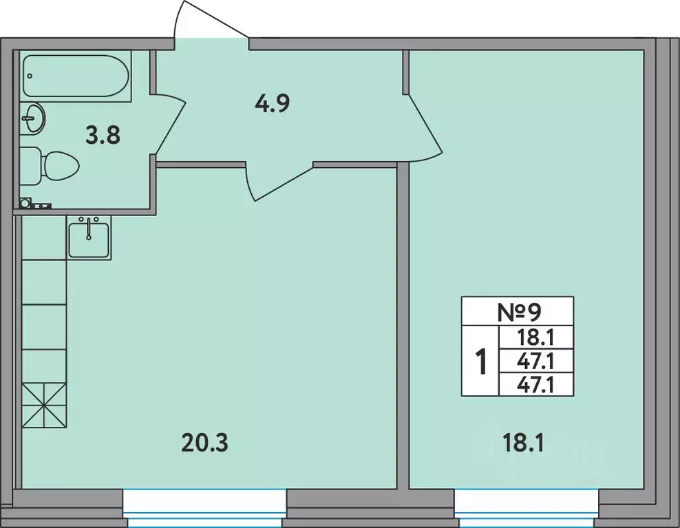1-к кв. Ленинградская область, Всеволожский район, д. Новое Девяткино ... - Фото 1