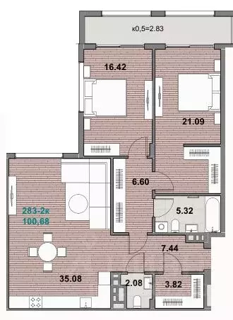2-к кв. Калининградская область, Зеленоградск ул. Гагарина (99.77 м) - Фото 1