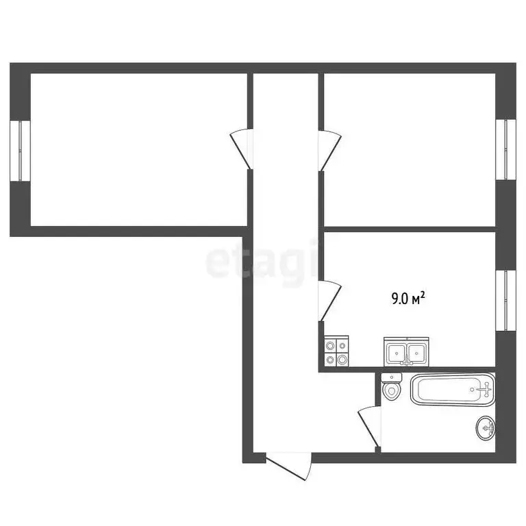2-комнатная квартира: Камышлов, Заводская улица, 23 (45.1 м) - Фото 1