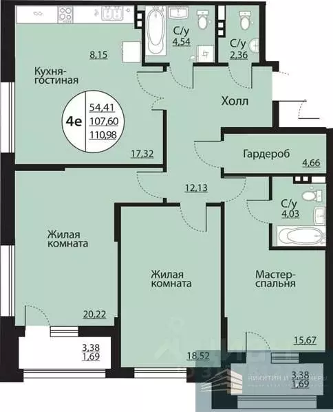 3-к кв. Воронежская область, Воронеж Московский просп., 138 (111.0 м) - Фото 0