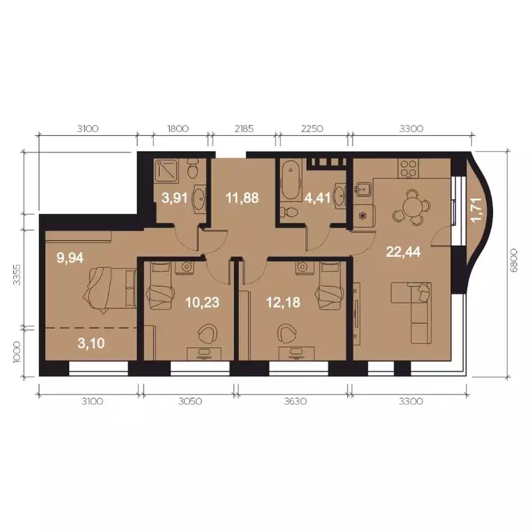 4-к кв. Иркутская область, Иркутск наб. Верхняя, 127 (79.8 м) - Фото 1