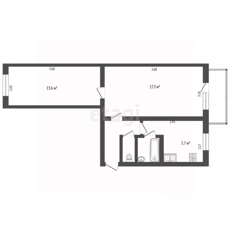 2-к кв. Воронежская область, Борисоглебск Юго-Восточный мкр, 5 (43.8 ... - Фото 1