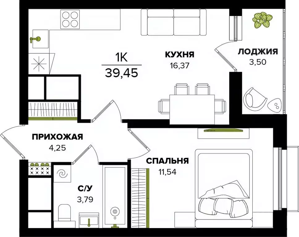 1-к кв. Тульская область, Тула  (39.45 м) - Фото 0