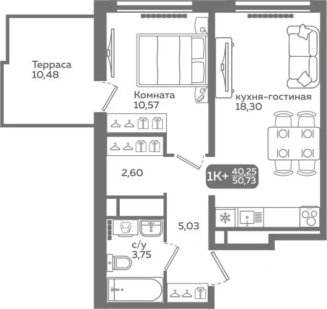 1-к кв. Тюменская область, Тюмень ул. Заполярная, 9/2 (40.25 м) - Фото 0