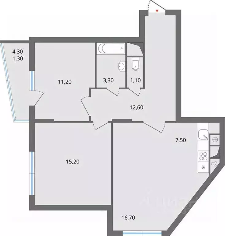 3-к кв. Липецкая область, Липецк ул. Ф.С. Игнатьева, 33к2 (72.5 м) - Фото 0