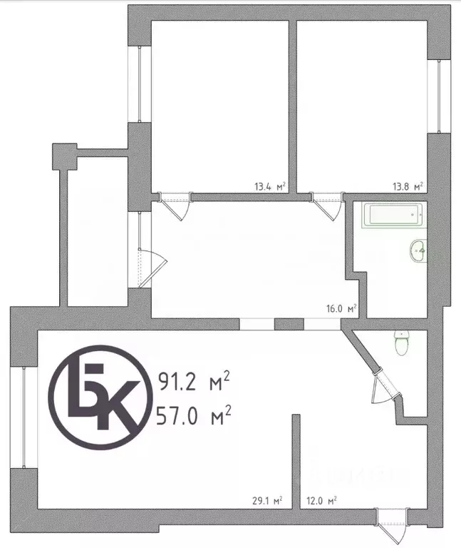 3-к кв. Новосибирская область, Новосибирск Обская ул., 50/1 (91.2 м) - Фото 1