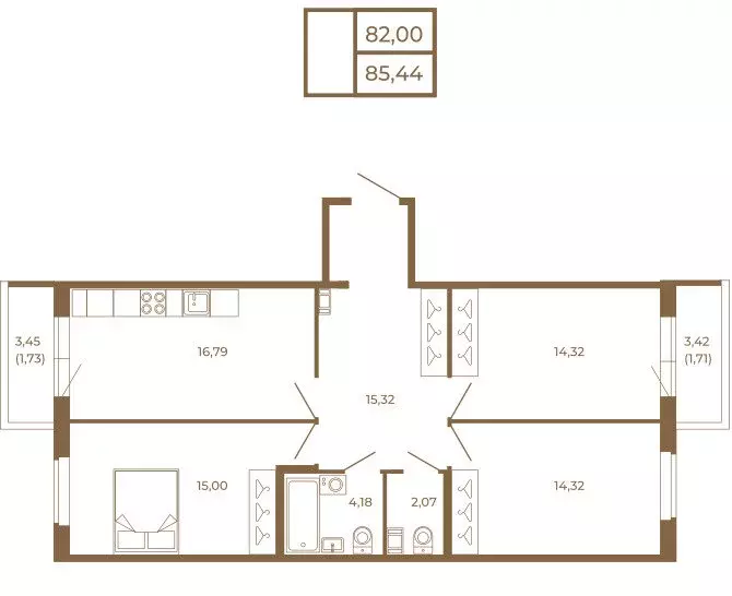 3-комнатная квартира: Сертолово, Златоглавая улица, 2к1 (85.44 м) - Фото 1