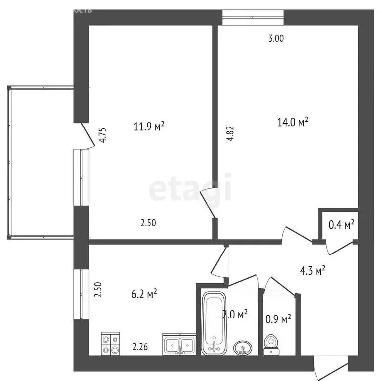 2-комнатная квартира: Севастополь, проспект Октябрьской Революции, 37 ... - Фото 1