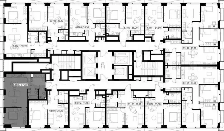 1-к. квартира, 47,4м, 31/48эт. - Фото 1