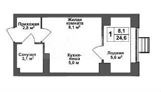 Квартира-студия, 24,6 м, 5/17 эт. - Фото 0