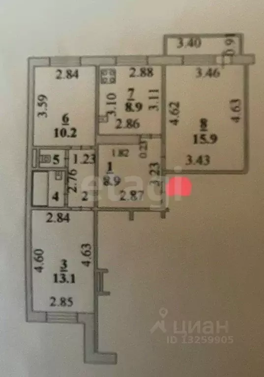 3-к кв. Липецкая область, Липецк ул. С.М. Шерстобитова, 18 (64.0 м) - Фото 2