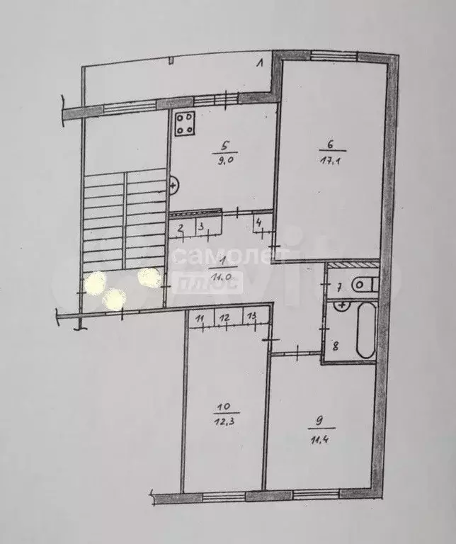3-к. квартира, 67 м, 3/5 эт. - Фото 0