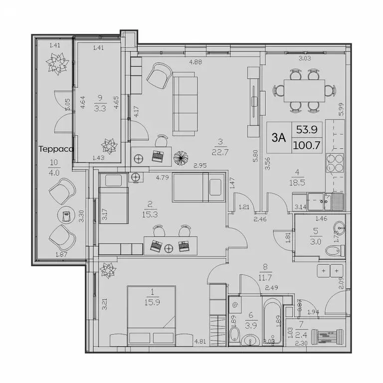 3-комнатная квартира: Казань, улица Генерала Ерина, 5Д (100.7 м) - Фото 1