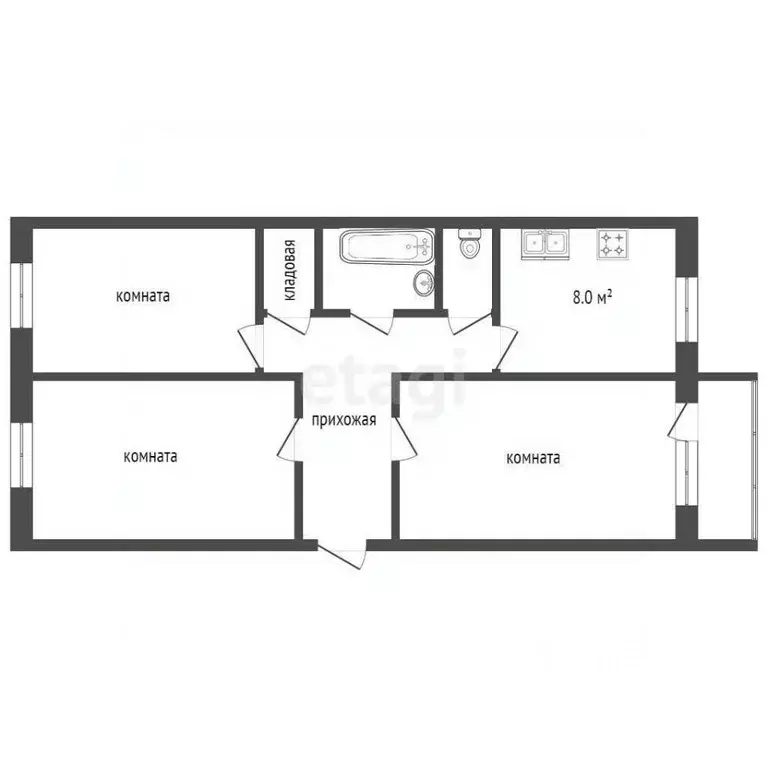 3-к кв. Ямало-Ненецкий АО, Ноябрьск ул. Энтузиастов, 6 (59.2 м) - Фото 2