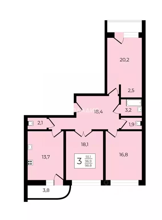 3-к кв. Владимирская область, Владимир Офицерская ул., 1Ак3 (94.6 м) - Фото 2