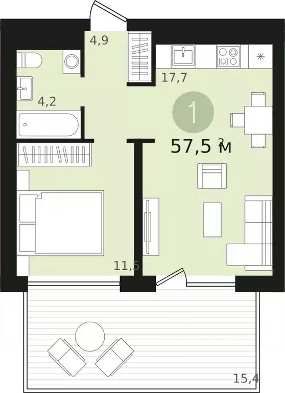 1-к кв. Новосибирская область, Новосибирск ул. Аэропорт, 23/1 (57.5 м) - Фото 0