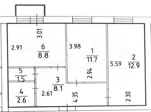 2-к. квартира, 45,6 м, 2/3 эт. - Фото 0