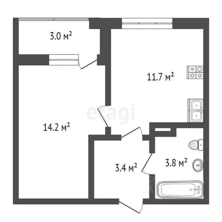 1-к кв. Тюменская область, Тюмень ул. Новоселов, 109 (37.0 м) - Фото 1