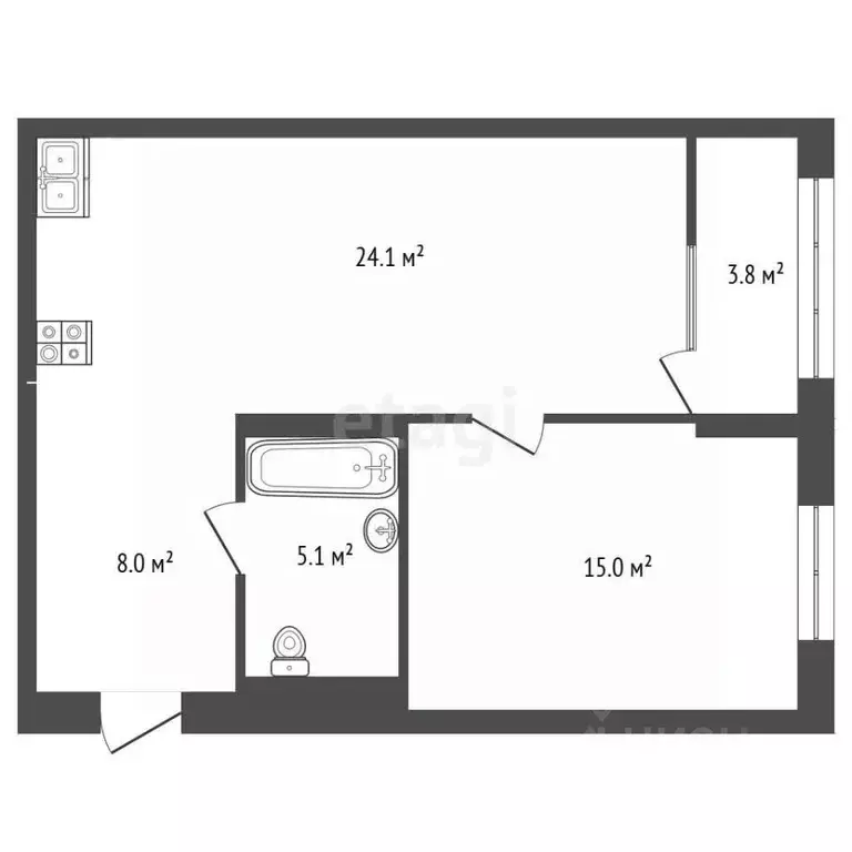 1-к кв. Тюменская область, Тюмень ул. Республики, 205к1с1 (56.0 м) - Фото 2