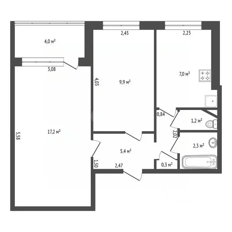 2-к кв. Башкортостан, Уфа Российская ул., 169 (43.6 м) - Фото 1