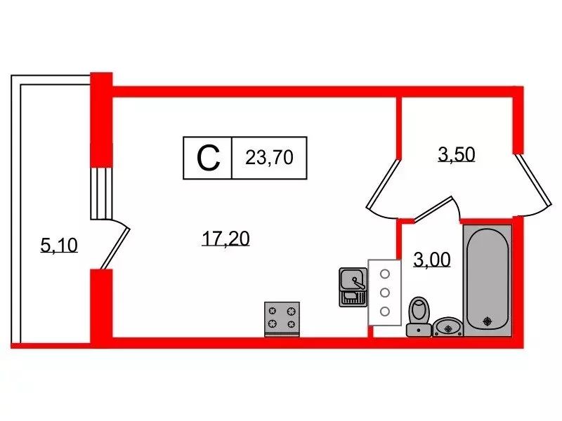 Квартира-студия: Санкт-Петербург, Русановская улица, 20к3 (23.7 м) - Фото 0