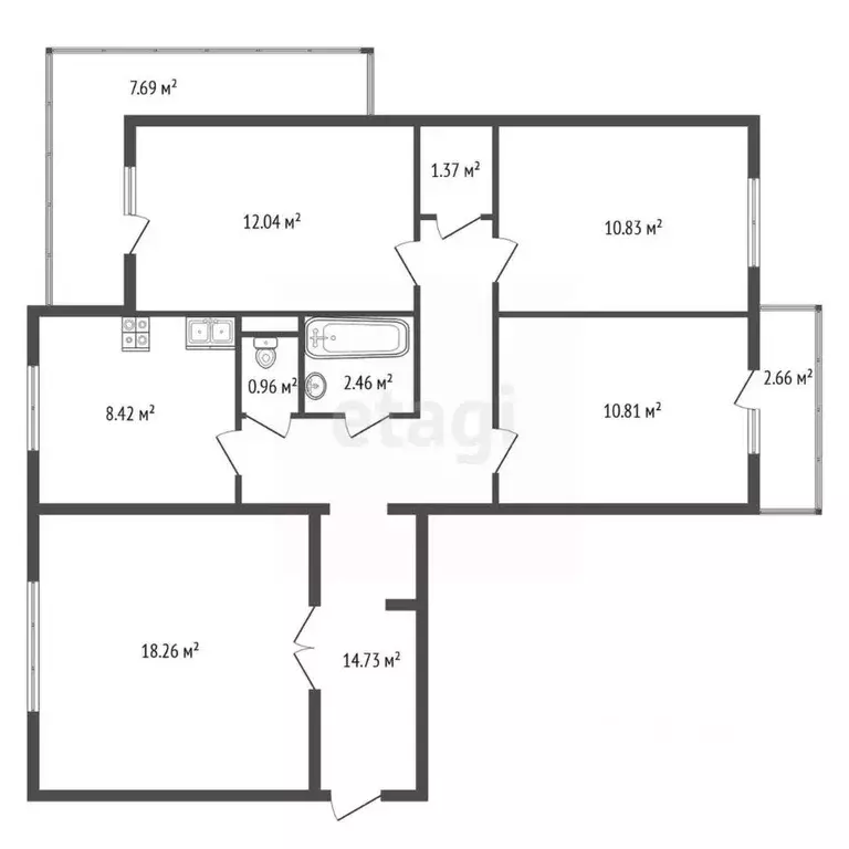 4-к кв. Свердловская область, Первоуральск ул. Крылова, 4 (77.2 м) - Фото 2