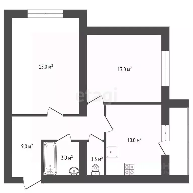 2-к кв. Тамбовская область, Тамбов ул. Августа Бебеля, 18 (58.4 м) - Фото 2