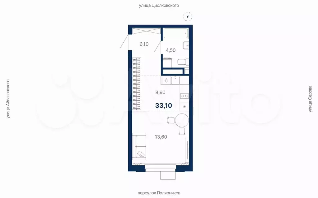 Квартира-студия, 33,1 м, 11/29 эт. - Фото 0