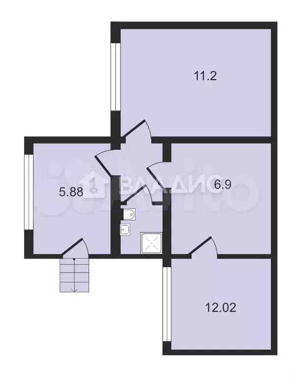 2-к. квартира, 36 м, 1/1 эт. - Фото 0