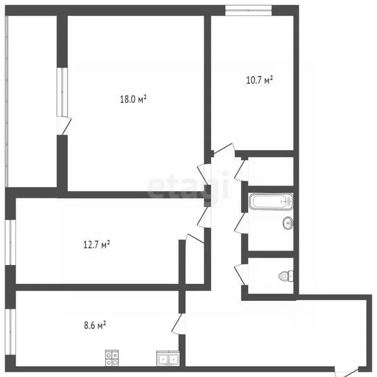 3-к кв. Тюменская область, Тюмень ул. Мориса Тореза, 1 (78.8 м) - Фото 0