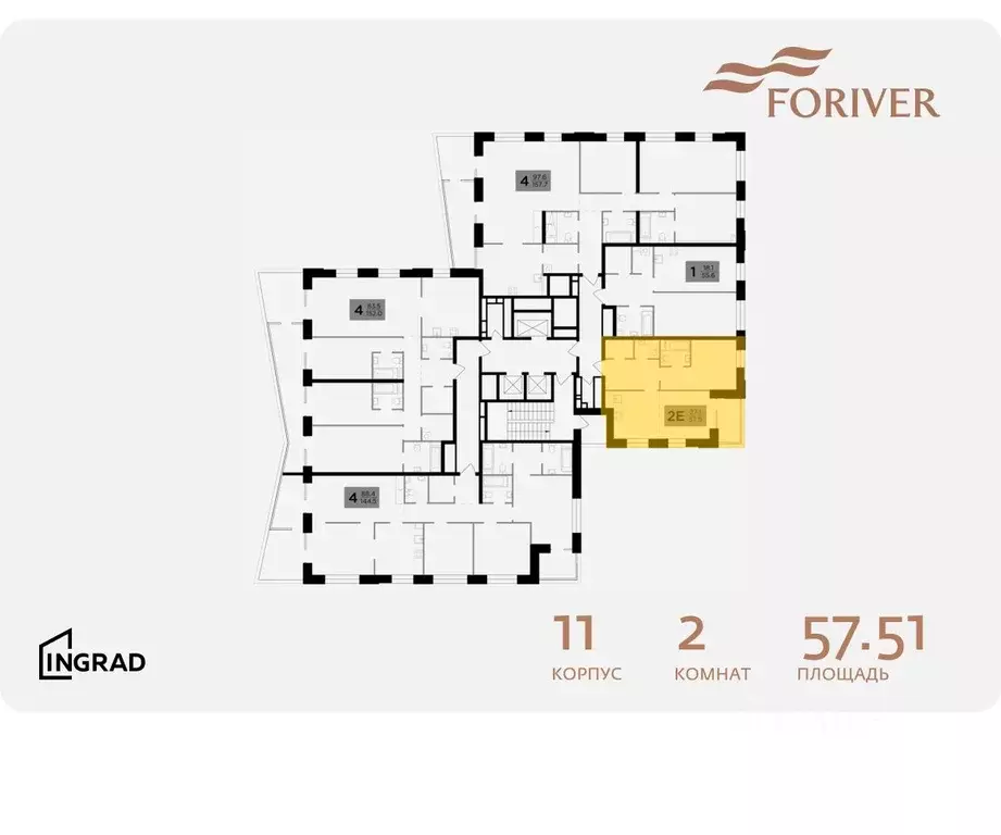 2-к кв. Москва Г мкр, Форивер жилой комплекс, 11 (57.51 м) - Фото 1