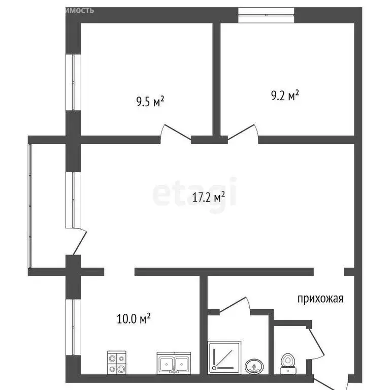 3-комнатная квартира: Пятигорск, улица Восстания, 98 (60 м) - Фото 0