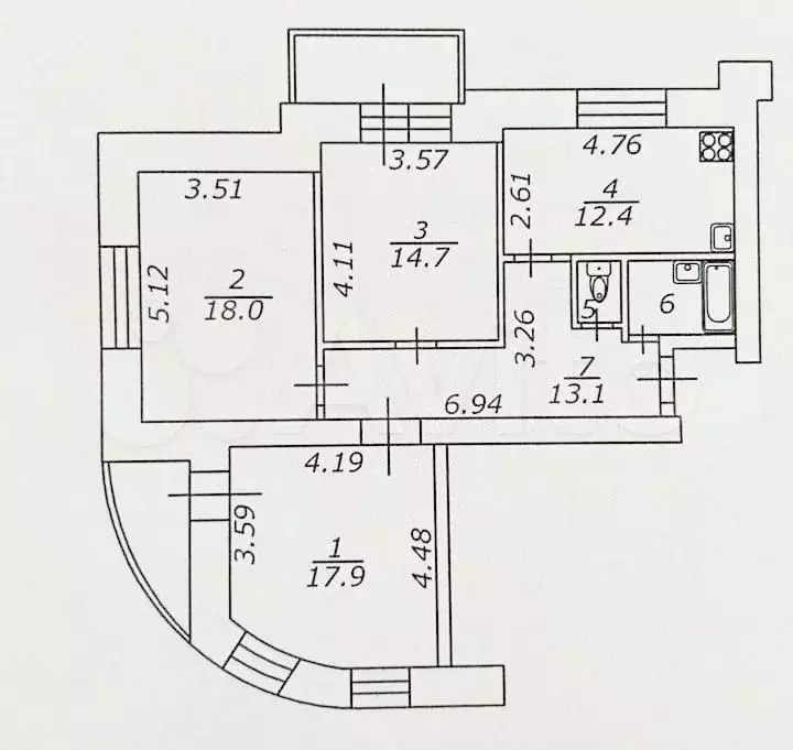 3-к. квартира, 81 м, 9/10 эт. - Фото 0