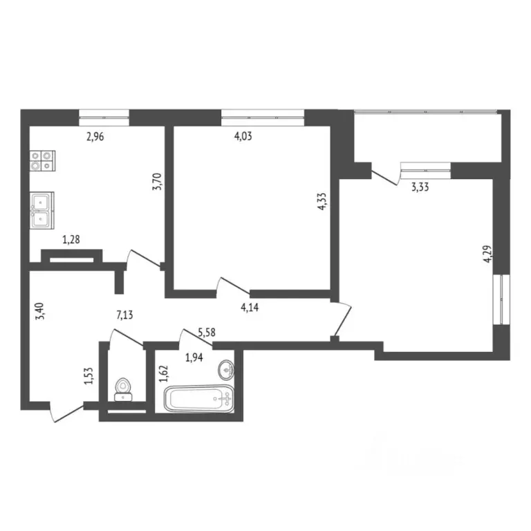2-к кв. Тюменская область, Тюмень ул. Николая Федорова, 17к1 (60.0 м) - Фото 2